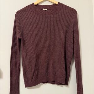 Garage Ribbed Crew Neck Sweater - Deep Burgundy
